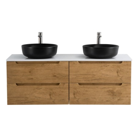 Столешница из МДФ с двумя отверстиями под раковину и с двумя отверстиями под смеситель, 1404x462x19 