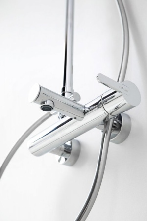 Душевая стойка телескопическая, с изливом с верхним и ручным душем Cezares LEAF-CVDA-30-SS