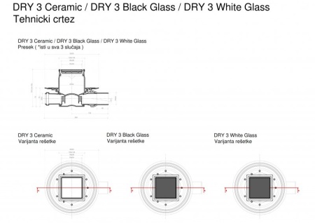 Точечный трап 100х100 мм Confluo Standard Dry 1,с сухим затвором, металл с перфорацией Tide (Волна),