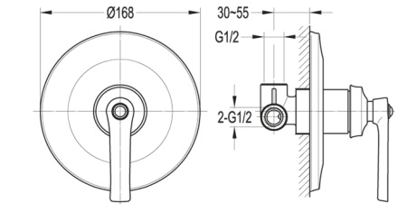 Встраиваемый смеситель для душа CEZARES LIBERTY-F-DIM-01 Встраиваемый смеситель для душа CEZARES LIBERTY-F-DIM-01