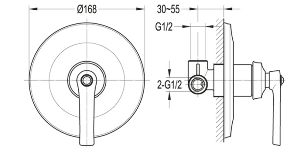 Встраиваемый смеситель для душа CEZARES LIBERTY-F-DIM-01 Встраиваемый смеситель для душа CEZARES LIBERTY-F-DIM-01