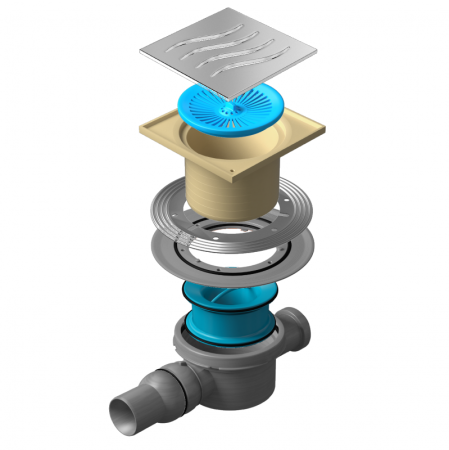 Точечный трап 150х150 мм Confluo Standard Vertical Tide,металл с перфорацией Tide (Волна), без рамки