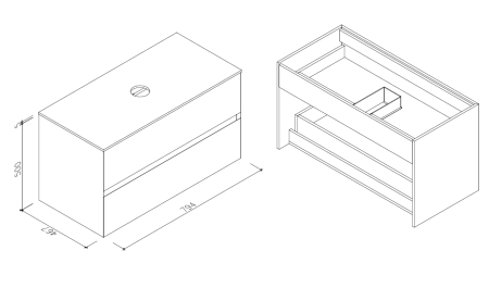 Тумба с раковиной AltroBagno Calabria 800 Matte black