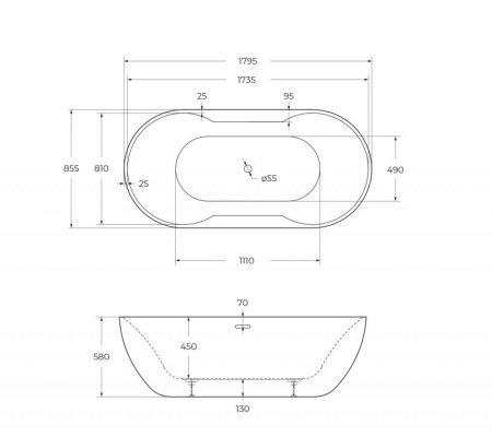 Слив-перелив для акриловых ванн BelBagno BB39-OVF-CRM