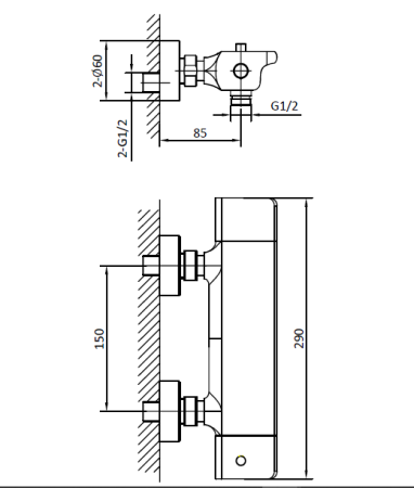Смеситель для душа с термостатом AltroBagno Lamberto 030501 Cr Смеситель для душа с термостатом AltroBagno Lamberto 030501 Cr