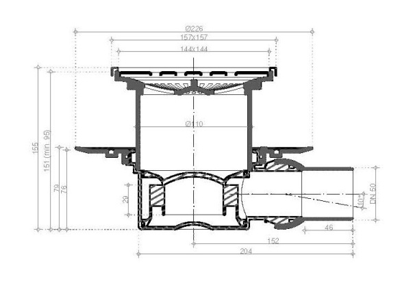 Душевой трап Pestan Confluo Standard Tide 1 Mask Gold Cezares 13000140
