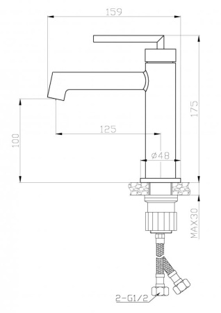 Смеситель для раковины BelBagno ACQUA ACQUA-LVM-NERO