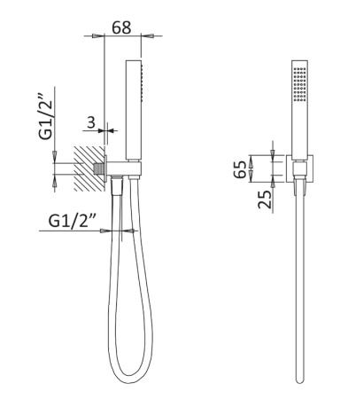 Ручной душ с гибким шлангом и штуцером держателем CEZARES PORTA-DEFM-01