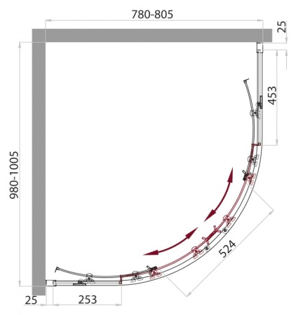 Душевой уголок BELBAGNO SELA-RH-2 SELA-RH-2-100/80-P-Cr