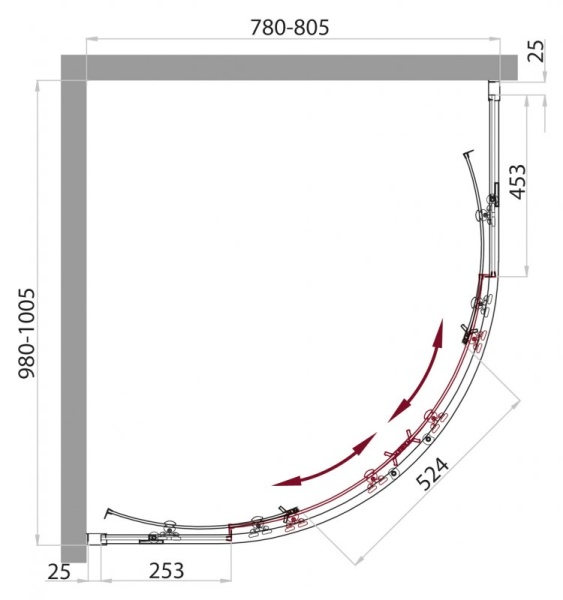 Душевой уголок BELBAGNO SELA-RH-2 SELA-RH-2-100/80-Ch-Cr