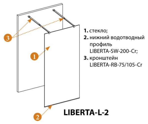 Душевая перегородка CEZARES LIBERTA-L-2-90-BR-NERO Душевая перегородка CEZARES LIBERTA-L-2-90-BR-NERO