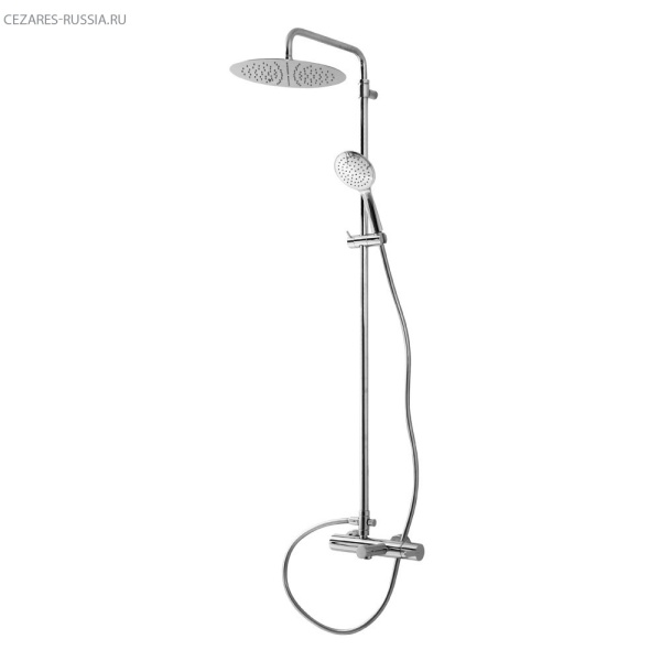 Душевая стойка телескопическая, с изливом с верхним и ручным душем Cezares LEAF-CVDA-30-SS Душевая стойка телескопическая, с изливом с верхним и ручным душем Cezares LEAF-CVDA-30-SS