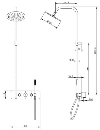 Душевая стойка CEZARES MOON-CD-TA200-01
