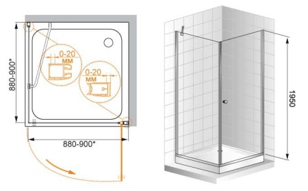 Душевой уголок CEZARES ELENA-W-A-1-90-P-Cr-R Душевой уголок CEZARES ELENA-W-A-1-90-P-Cr-R
