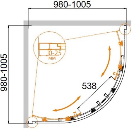Душевой уголок CEZARES MOLVENO-R-2-80-P-Cr Душевой уголок CEZARES MOLVENO-R-2-80-P-Cr