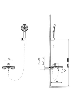 Смеситель для ванны AltroBagno Diretto 0209 Bi Смеситель для ванны AltroBagno Diretto 0209 Bi