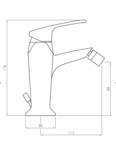 Смеситель на биде однорычажный c донным клапаном Cezares LEGEND-BSM2-02