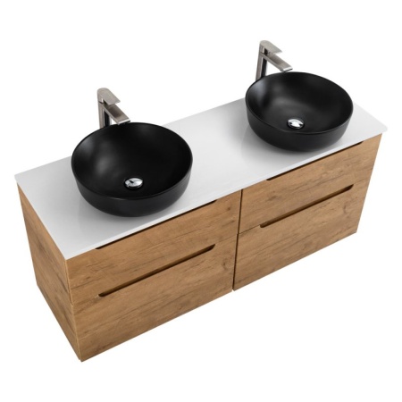 Столешница из МДФ с двумя отверстиями под раковину и с двумя отверстиями под смеситель, 1404x462x19 