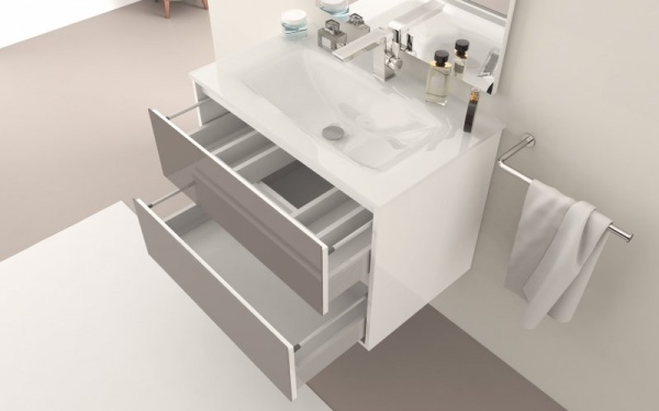 База под раковину с двумя выдвижными ящиками, фасад МДФ и стекло 100х46 Cezares 41808