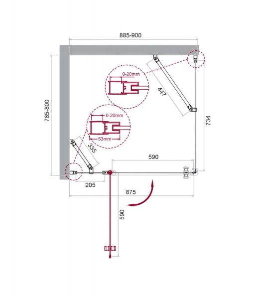 Душевой уголок BELBAGNO ETNA-AH-12 ETNA-AH-12-120/100-C-Cr