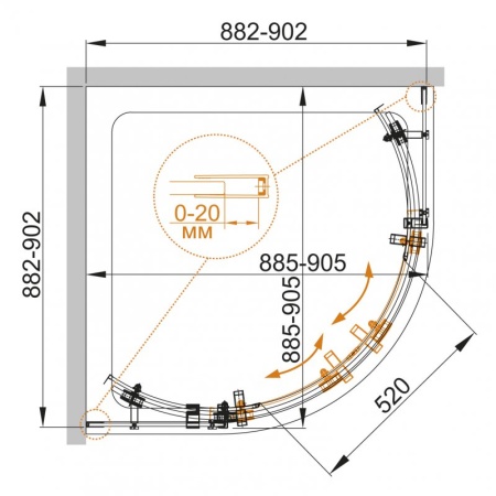 Душевой уголок CEZARES STYLUS-O-M-R-2-100-C-Cr