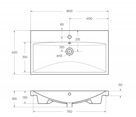 База под раковину подвесная BelBagno MARINO-CER-800-2C-SO-BL-P Bianco Lucido