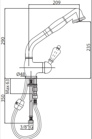Смеситель для кухни Cezares VINTAGE-LLDM-01-Sw
