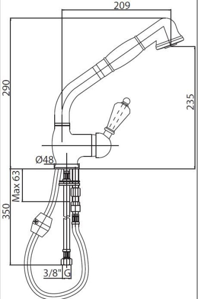 Смеситель для кухни Cezares VINTAGE-LLDM-01-Sw