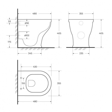 Чаша приставного унитаза CEZARES GIUBILEO CZR-265-CBR Чаша приставного унитаза CEZARES GIUBILEO CZR-265-CBR