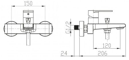 Смеситель для ванны и душа BelBagno NOVA NOV-VASM-IN Смеситель для ванны и душа BelBagno NOVA NOV-VASM-IN