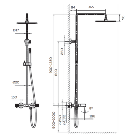 Душевая система с термостатом AltroBagno Intento 030424 BiOp