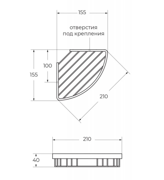 Полка угловая подвесная 155x155x40 мм ART&MAX AM-G-8936A-Do