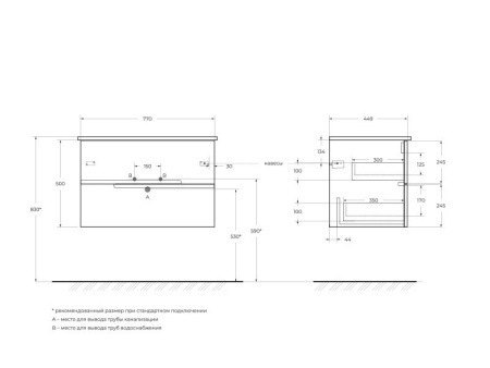 Шкаф подвесной CEZARES DUET-1500-2A-SC-BO