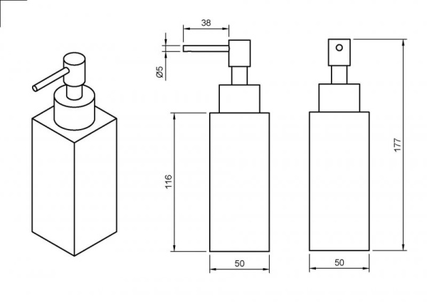 Диспенсер для мыла настольный, металл Cezares PRIZMA-SOIP-BIO