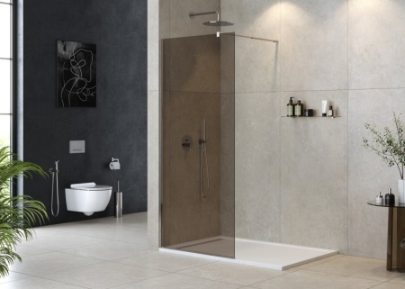 Душевая перегородка с односторонним входом, стекло прозрачное, профиль чёрный, 700x1950 мм CEZARES L