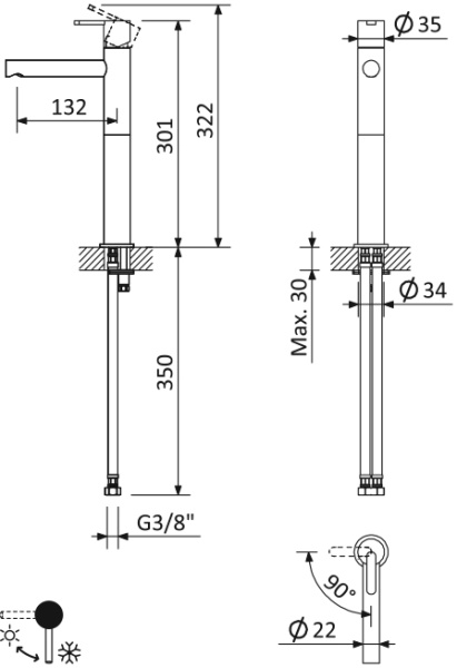 Смеситель для раковины CEZARES LEAF-LC1-L-BIO Смеситель для раковины CEZARES LEAF-LC1-L-BIO