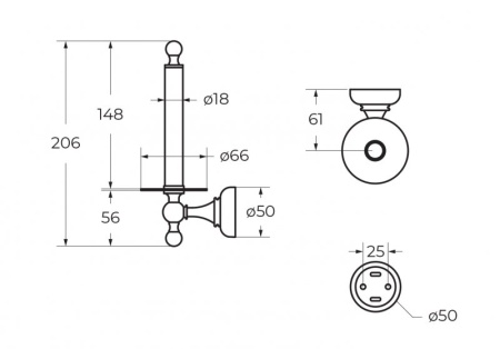 Держатель для туалетной бумаги вертикальный, золото Cezares APHRODITE-TH042-03/24-Sw
