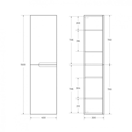 Шкаф подвесной CEZARES DUET-1500-2A-SC-BO