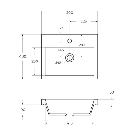 База под раковину подвесная BelBagno PIETRA MINI-500-2C-SO-BL Bianco Lucido