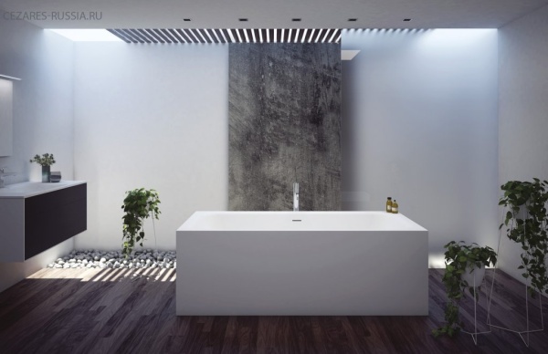 Ванна из литьевого мрамора, пристенная Cezares TITAN-VARIO-190-90-WL