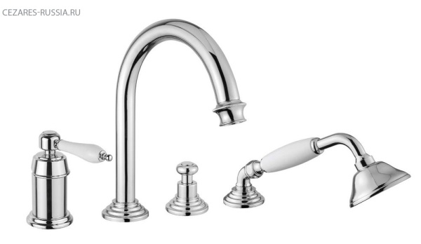 Смеситель на борт ванны однорычажный с выдвижным душем и переключателем Cezares APHRODITE-BVDM-03/24 Смеситель на борт ванны однорычажный с выдвижным душем и переключателем Cezares APHRODITE-BVDM-03/24