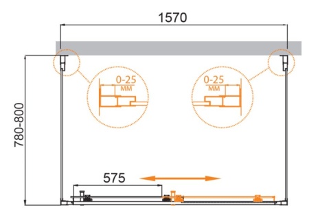 Душевой уголок CEZARES MOLVENO-AH-12 MOLVENO-AH-12-110/80-P-Cr
