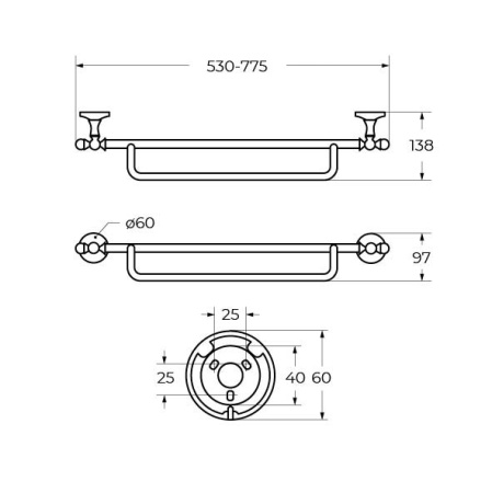 Двойной полотенцедержатель ART&MAX ANTIC CRYSTAL AM-E-2648CLS