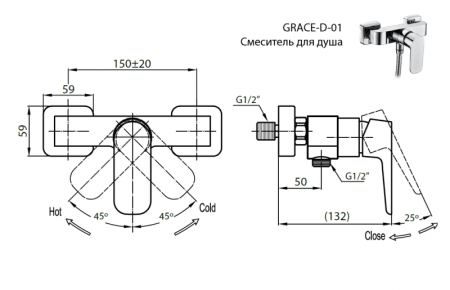 Смеситель для душа Cezares GRACE-C-D-01 Смеситель для душа Cezares GRACE-C-D-01