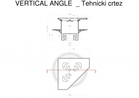 Угловой трап 194х194 мм Confluo Standard Angle, металл с перфорацией Square (квадрат) PESTAN 1300001