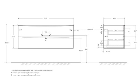 Раковина из искусственного камня BelBagno BB1200/455-LV-ART-ALR-NERO, чёрная матовая