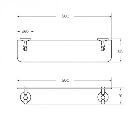 Полка стеклянная подвесная ART&MAX AM-E-2682AL