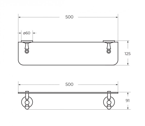 Полка стеклянная подвесная ART&MAX AM-E-2682AL