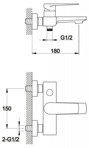  Смеситель для ванны и душа BelBagno CAR-VASM-CRM
