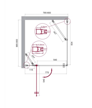 Душевой уголок BELBAGNO ETNA-AH-12 ETNA-AH-12-120/100-C-Cr